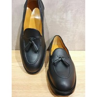 Men Black Leather Casual Handmade Loafer Shoes With Tassels, Slip on Shoes - Thumbnail 1