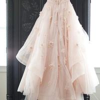 Vintage Low Back Blush Tulle Flowers Wedding Dress - Thumbnail 1
