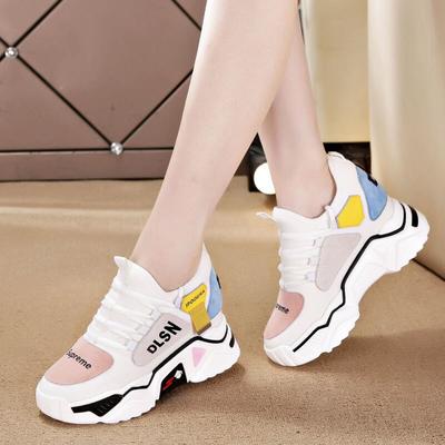 New leather casual sports shoes women's inner heightening women's shoes breathable shoes y7524