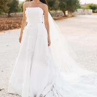 2021 Handmade Flowers Wedding Gown with Strapless Bodice - Thumbnail 2