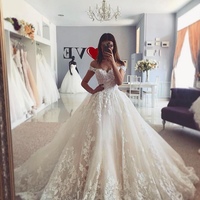 Off-the-shoulder Ivory Lace Dresses for Wedding 2020 vestido de novia - Thumbnail 1