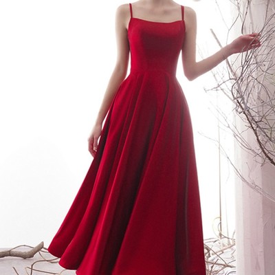 Vintage a-line ankle-length prom dresses with double straps - Thumbnail 4