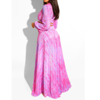 Long Sleeve Women'S Printed Chest Wrap Two-Piece Dress - Thumbnail 1