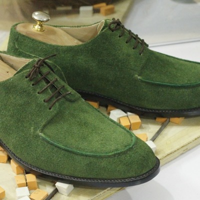 Handmade green suede shoes, lace up dress shoes - Thumbnail 3