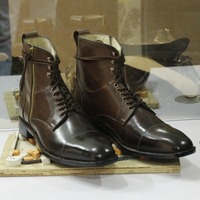 Handmade Ankle Brown Cap Toe Boot,Leather Side Zipper Lace Up Boot,Dress Boot - Thumbnail 1