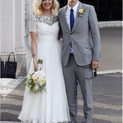 Ankle length wedding dress,informal wedding dress ,short sleeve wedding gown,665