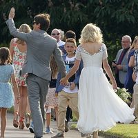 Ankle Length Wedding Dress,Informal Wedding Dress ,Short Sleeve Wedding Gown,665 - Thumbnail 1