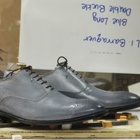 Handmade Gray Brogue Toe Leather Shoes,Men's Oxford Lace Up Shoes - Thumbnail 4