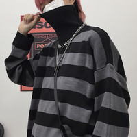 Free Shipping-90s STRIPED HIGH NECK SWEATER - Thumbnail 2