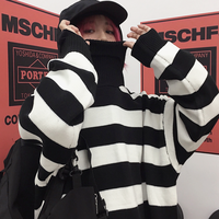 Free Shipping-90s STRIPED HIGH NECK SWEATER - Thumbnail 4