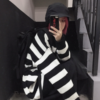 Free Shipping-90s STRIPED HIGH NECK SWEATER - Thumbnail 5