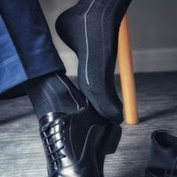 Leather Black Cap Toe Lace Up Shoes,Handmade Decent Office Shoes - Thumbnail 1