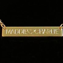 Gold Engraved Horizontal Bar Necklace