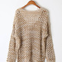 Plunging Loose Knit Pullover - Thumbnail 2