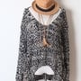 Plunging Loose Knit Pullover - Thumbnail 1