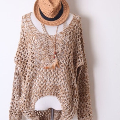 Plunging loose knit pullover