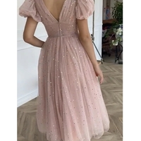 Custom Made Blush Pink Tulle Ankle Length Prom Evening Dresses,Starry Night Gown - Thumbnail 2