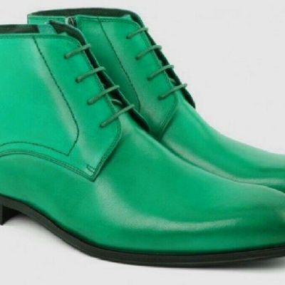 Exquisite green color chukka style genuine leather men optimal ankle boots - Thumbnail 2