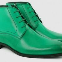 Exquisite Green Color Chukka Style Genuine Leather Men Optimal Ankle Boots - Thumbnail 4
