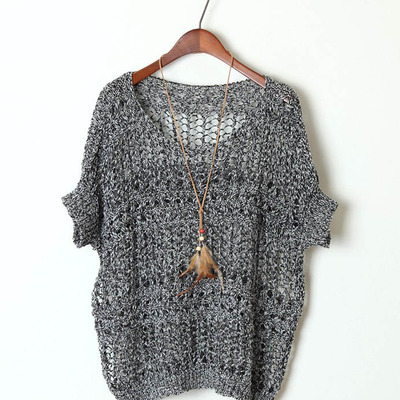 Short sleeve scoop neck sweater