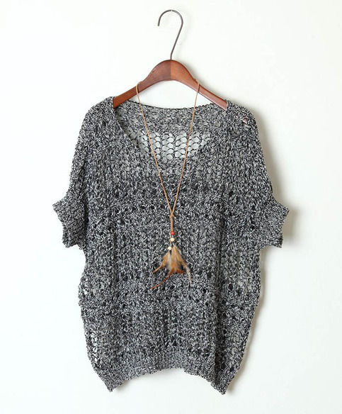 Short Sleeve Scoop Neck Sweater