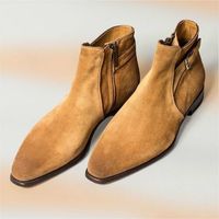 Handmade Men Tan color Chelsea boot, Men ankle boots, Men suede leather boots - Thumbnail 1