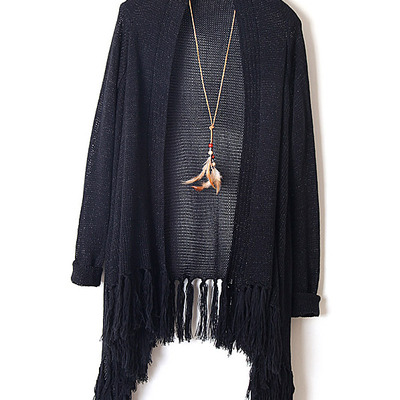 Long sleeve fringe/tassel cardigan
