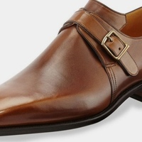 Decent Brown Handmade Single Monk Strap Leather Men's Office Wear Shoes - Thumbnail 1