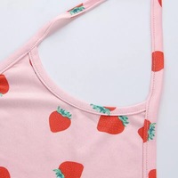 Cute Pink Strawberry Print Crop Top Camisole Spaghetti Strap Tank Shirt Tee T-shirt E-Girl Kawaii Korean Japanese Harajuku Retro Streetwear Aesthetic - Thumbnail 3