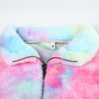 Cute Casual Rainbow Furry Tie Dye Plush Crop Long Sleeve Loose Sweatshirt Pullover E-Girl Kawaii Korean Japanese Harajuku Retro Streetwear Aesthetic - Thumbnail 4
