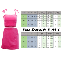 2pcs Set Velvet Crop Top Summer Tube Top Neon Split Mini Skirt Club Party Dress E-Girl Kawaii Korean Japanese Harajuku Retro Streetwear Aesthetic - Thumbnail 3