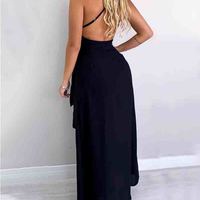 V-Neck Lace Sexy Split Dress - Thumbnail 1
