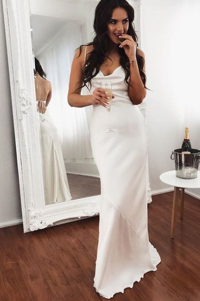 Elegant Mermaid Pink Long Prom Dress with Cowl Neck,Simple Evening Party Dresses