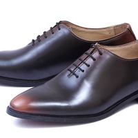 Luxury Chocolate Brown Patina Lace Up Genuine Leather Men Formal Business Shoes - Thumbnail 4