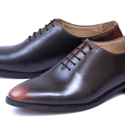 Luxury chocolate brown patina lace up genuine leather men formal business shoes