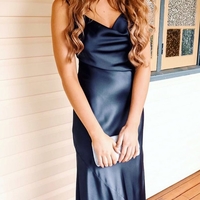 Chic Sheath Cowl Neck Spaghetti Straps Silk Satin Long Bridesmaid Dresses - Thumbnail 2