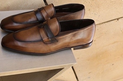 Christmas Sale Handmade Two Tone Suede Loafer Men's Formal Wear Shoes