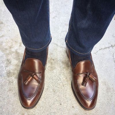 Luxury men's handmade dark brown tassels loafer party wear shoes