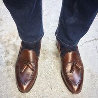 Luxury Men's Handmade Dark Brown Tassels Loafer Party Wear Shoes - Thumbnail 1