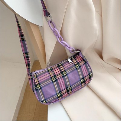 Vintage chain plaid handbags