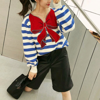 Crystal Bowknot Stripe Navy Sailor Sweatshirt - Thumbnail 3