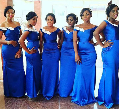 V Neck Royal Blue Long Bridesmaid Dresses