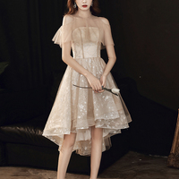 Cute tulle high low prom dress shiny evening dress - Thumbnail 3