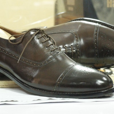 Handmade brown cap toe leather lace up shoes,dress shoes - Thumbnail 2