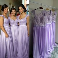 Long bridesmaid dresses, lilac bridesmaid dress, lace bridesmaid dress, modest bridesmaid dress, bridesmaid dress ，679 - Thumbnail 1