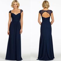 Long bridesmaid dresses, navy bridesmaid dresses, cap sleeve bridesmaid dress, cheap bridesmaid dress, bridesmaid prom dress,681 - Thumbnail 2