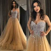 A-line Sweetheart Elegant Sparkly-Crystal Long Modest New Prom Dresses,683 - Thumbnail 1