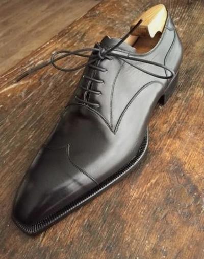 Christmas Black Wingtip Leather Handmade Men's Office Shoes