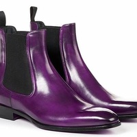 Handmade Men’s Purple Color Chelsea Boots, Mens Ankle High Boots, Men Boots - Thumbnail 2