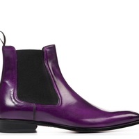 Handmade Men’s Purple Color Chelsea Boots, Mens Ankle High Boots, Men Boots - Thumbnail 1